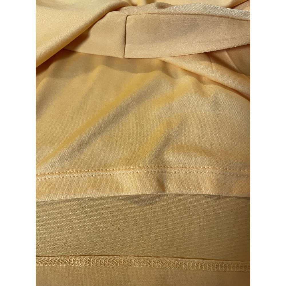 Thalia Sodi Studded Faux Wrap Dress L Yellow Gold Side Ruched  Slanted Hem Party - Picture 9 of 16